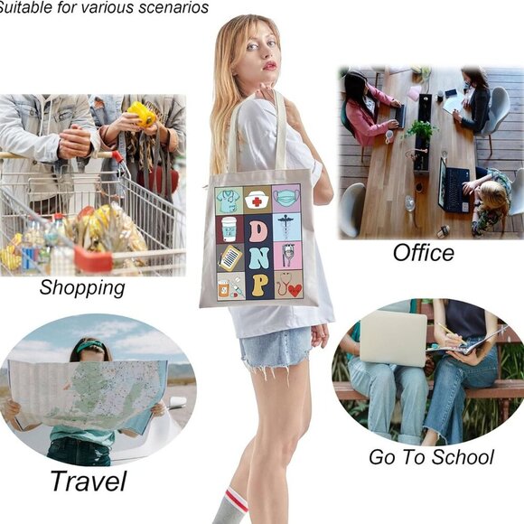 Doctor of Nursing Practice Gift Tote Waterproof Cotton Nurse Practitioner Bag - Picture 4 of 6